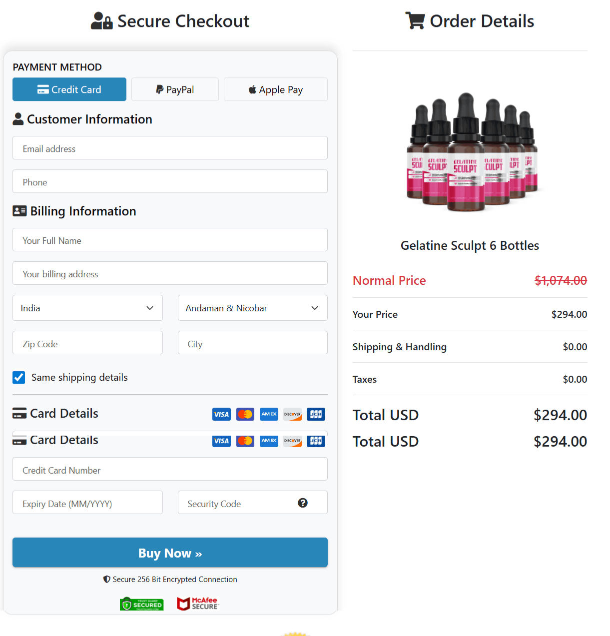 Gelatine Sculpt checkout